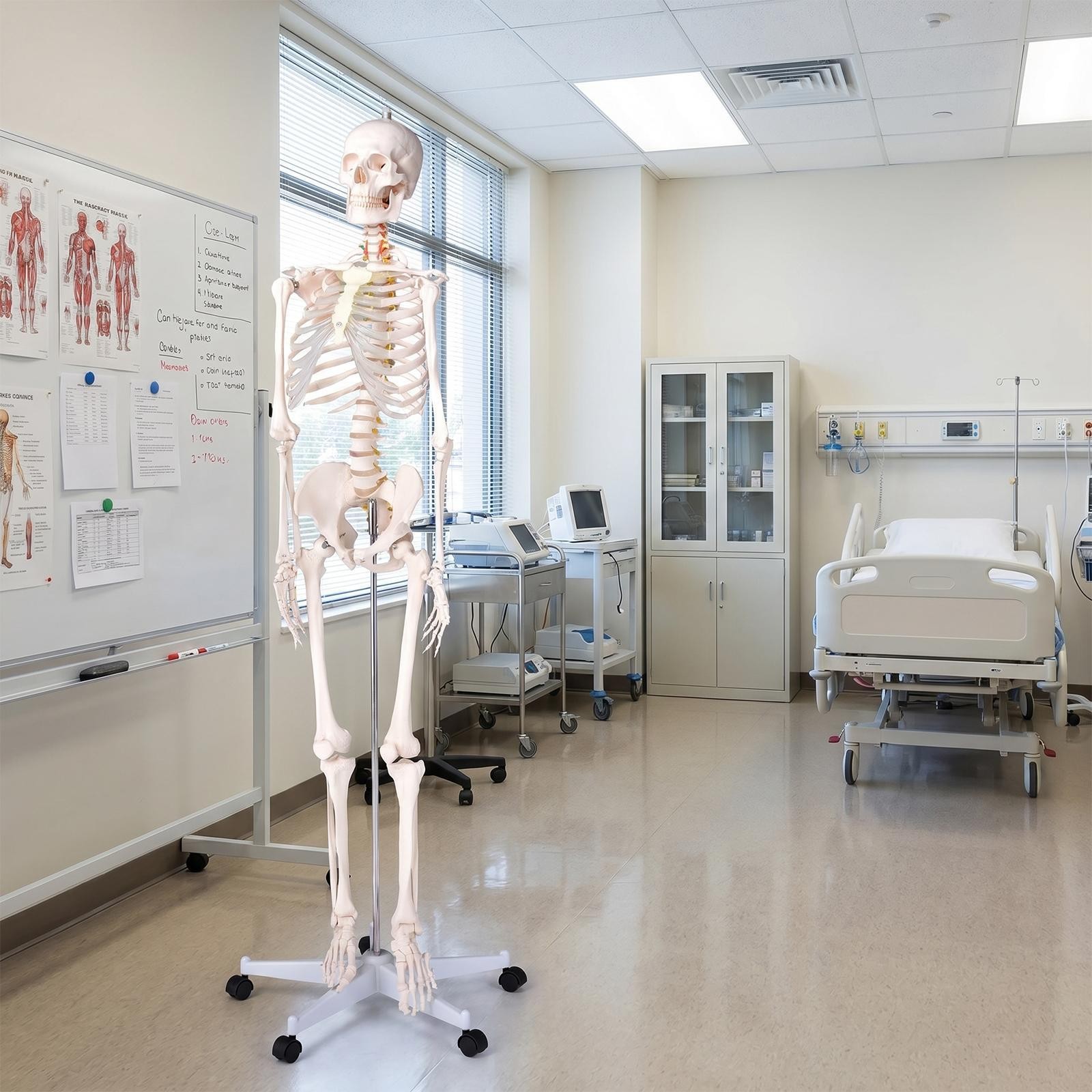 70″ Life-size Skeleton Model Human Anatomy Medical Students W/Rolling Stand