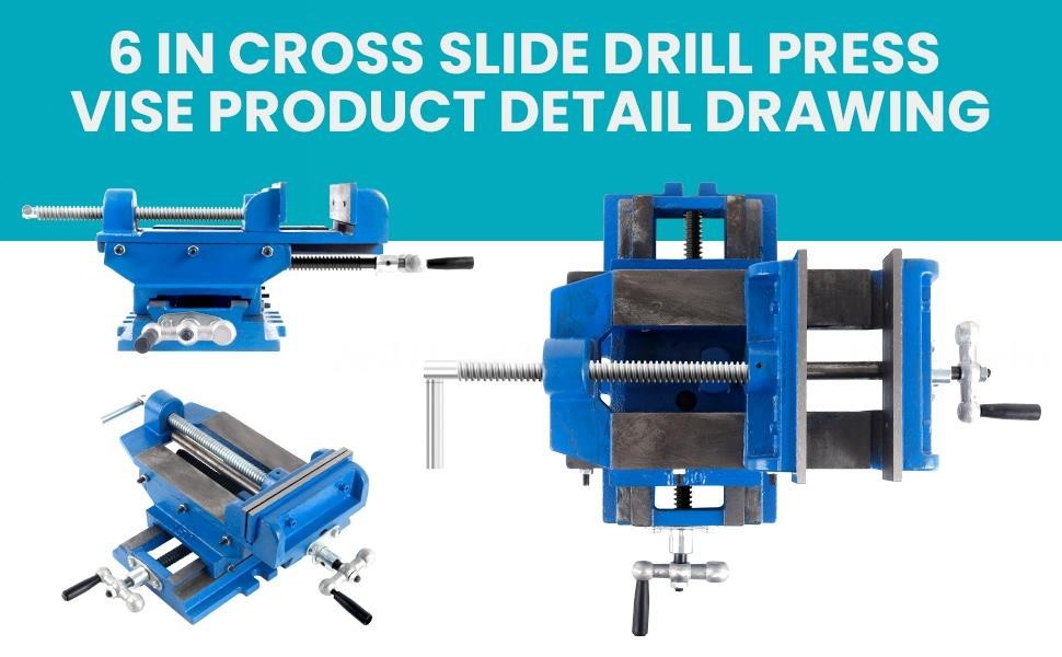6 Inch 2 Way X-Y Drill Press Vise Blue Cross Slide Drill Press Vise w/ Dial