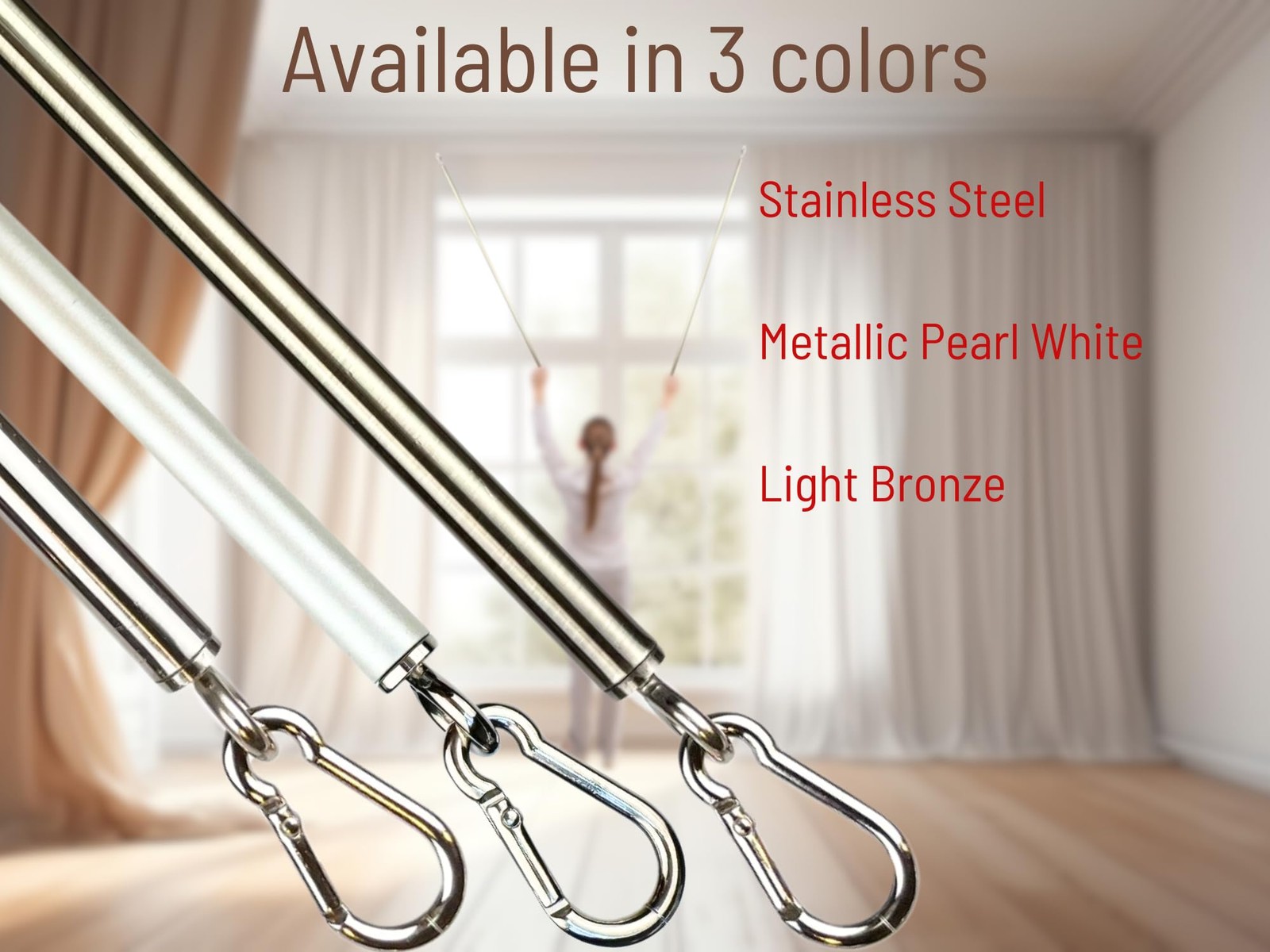OooWow 36in 4 Pack Light Bronze Curtain Pull Wand Metal