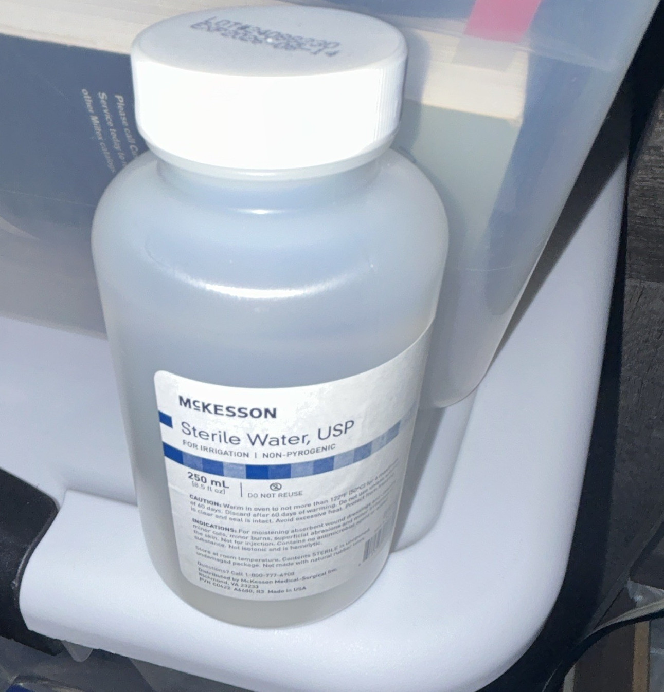 McKesson Sterile Water USP for Irrigation 250 mL Lab Use Bottle 40085230