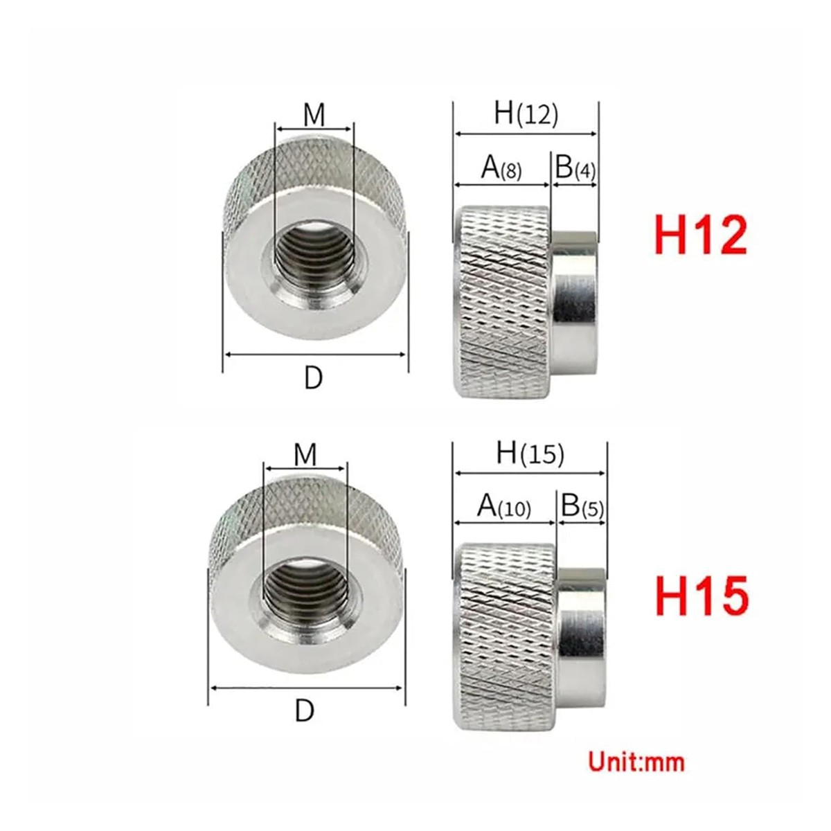 Knurled M5 M6 M8 M10 Thumb Nuts Hand Grip Knobs High Type Aluminum Alloy Handle