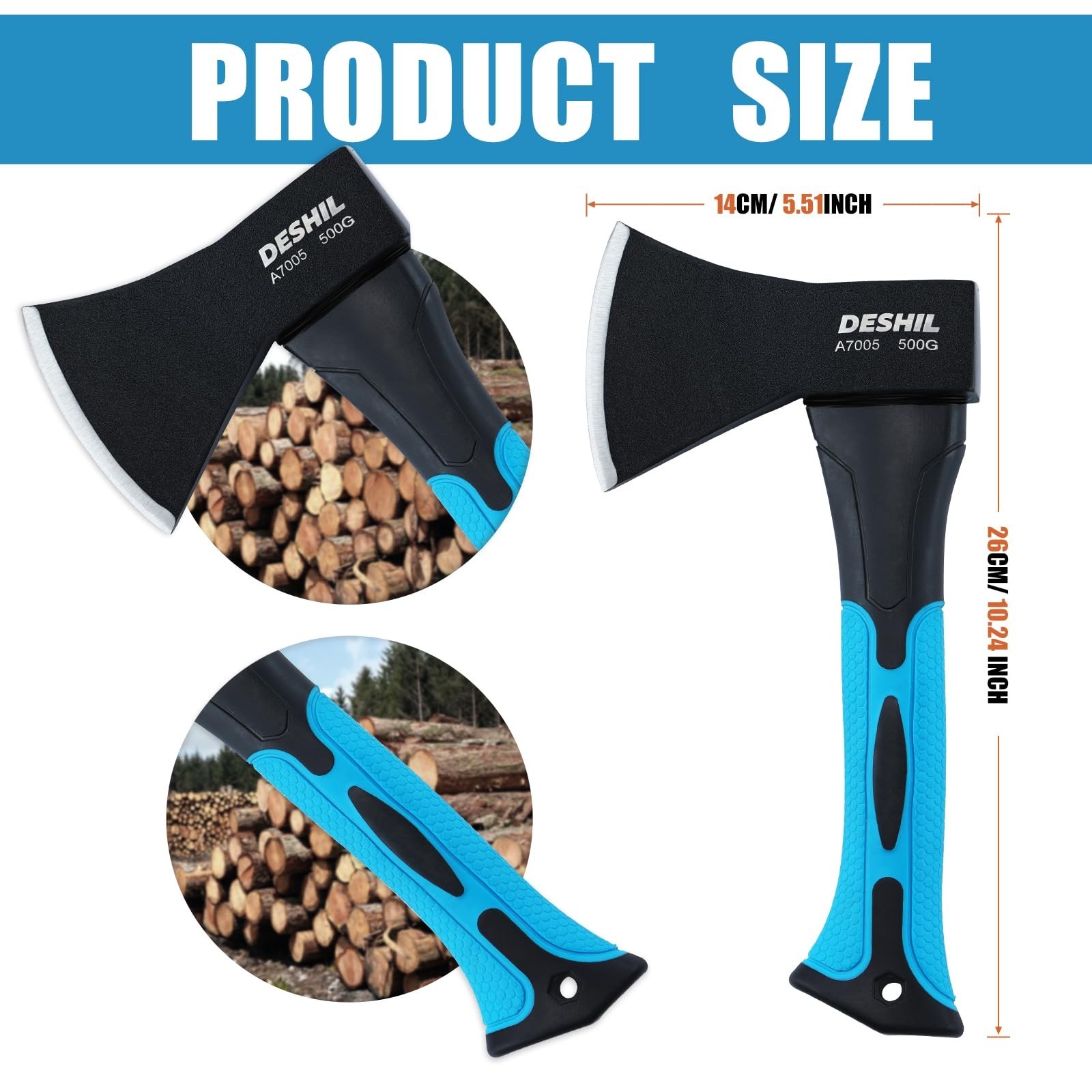 10” Outdoor Hatchet Forged Carbon Steel Heat Treated Hand Tool, Fiberglass