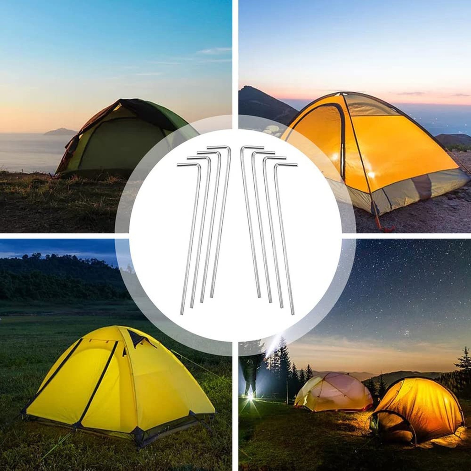 Tent Stakes BLLNDX 20PCS Galvanized Solid Steel L Shaped Tent Pegs, Rust Resi…