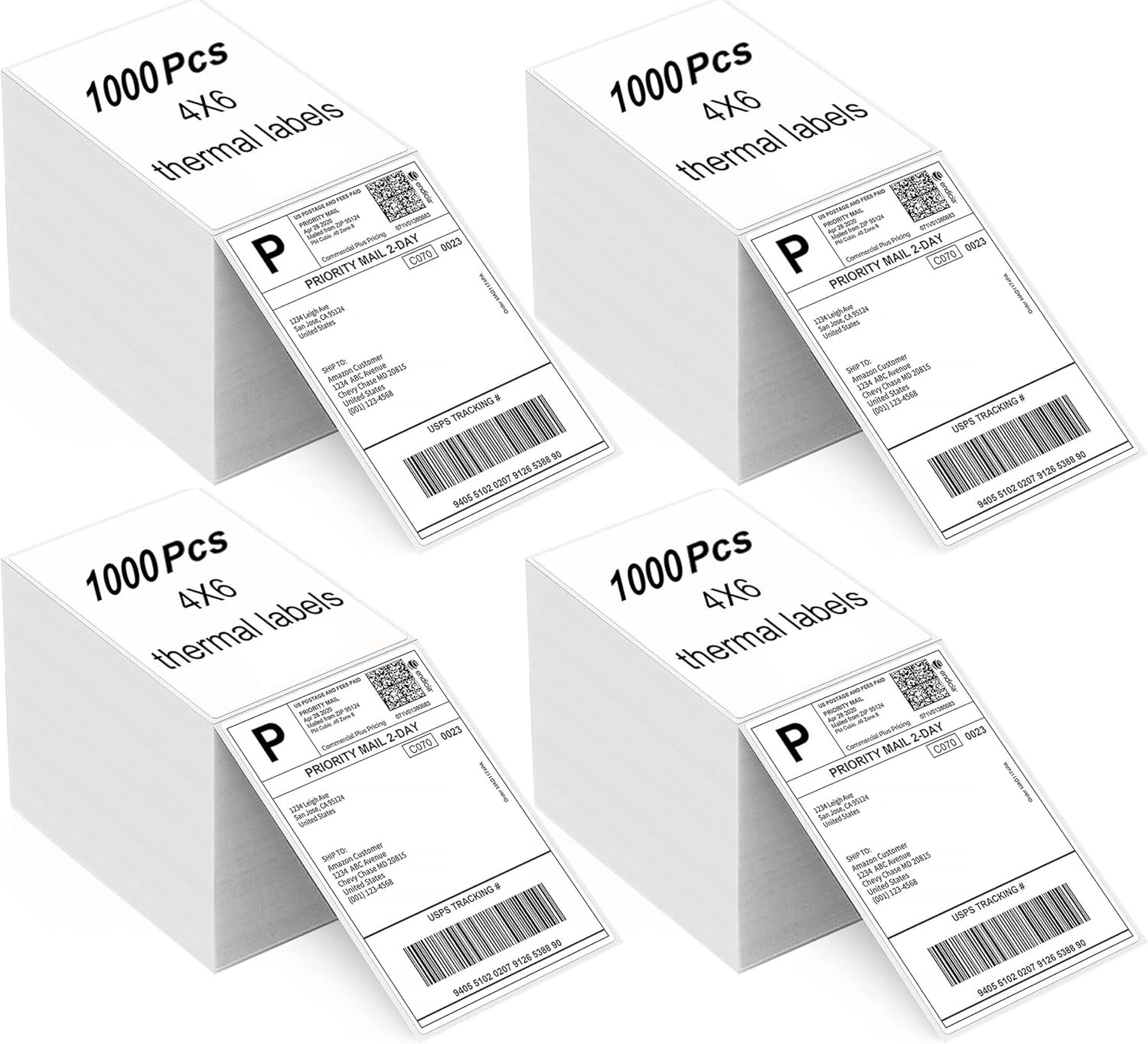 100-10000 4×6 Fanfold Direct Thermal Shipping Labels for Zebra & Rollo Printers