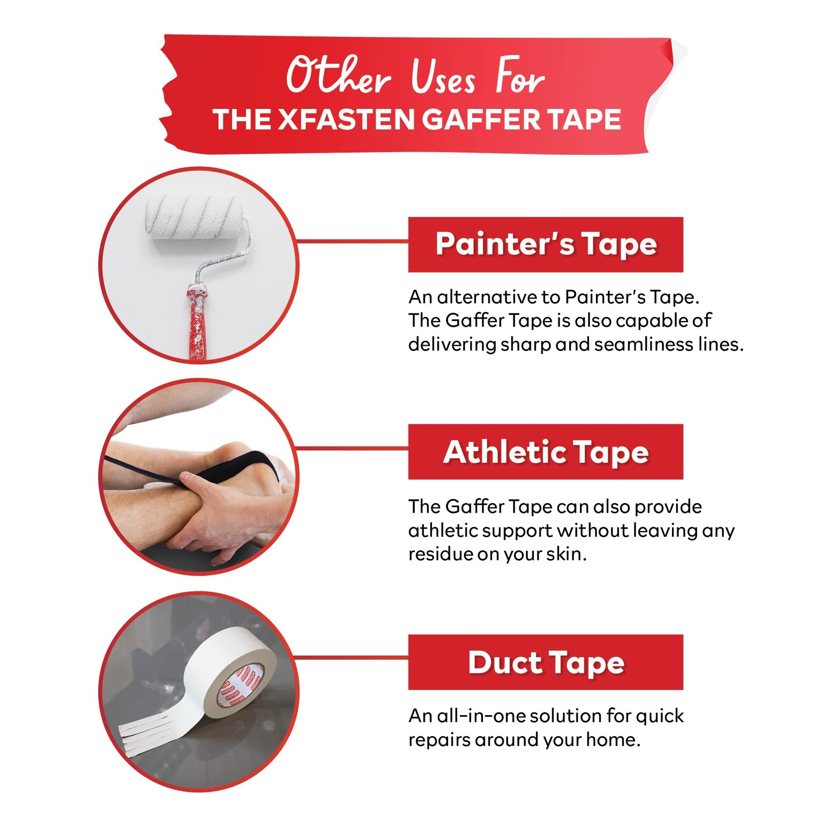 XFasten White Gaffer Tape 2 Inch X 30 Yards, Non-Reflective Matte Finish, No …