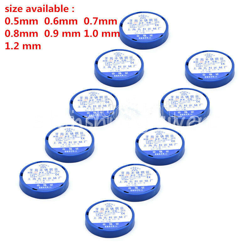 1 Roll 0.5-1.2 mm Orthodontic Dental Stainless Steel Wire 7 Sizes Optional