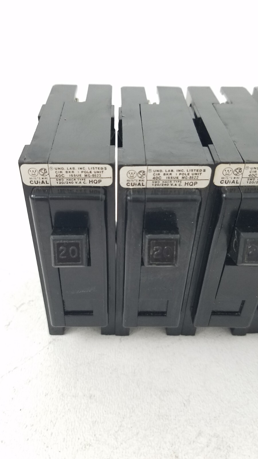BA120 BR120 HQP120 Westinghouse 20 Amp Circuit Breaker (LOT OF 10)