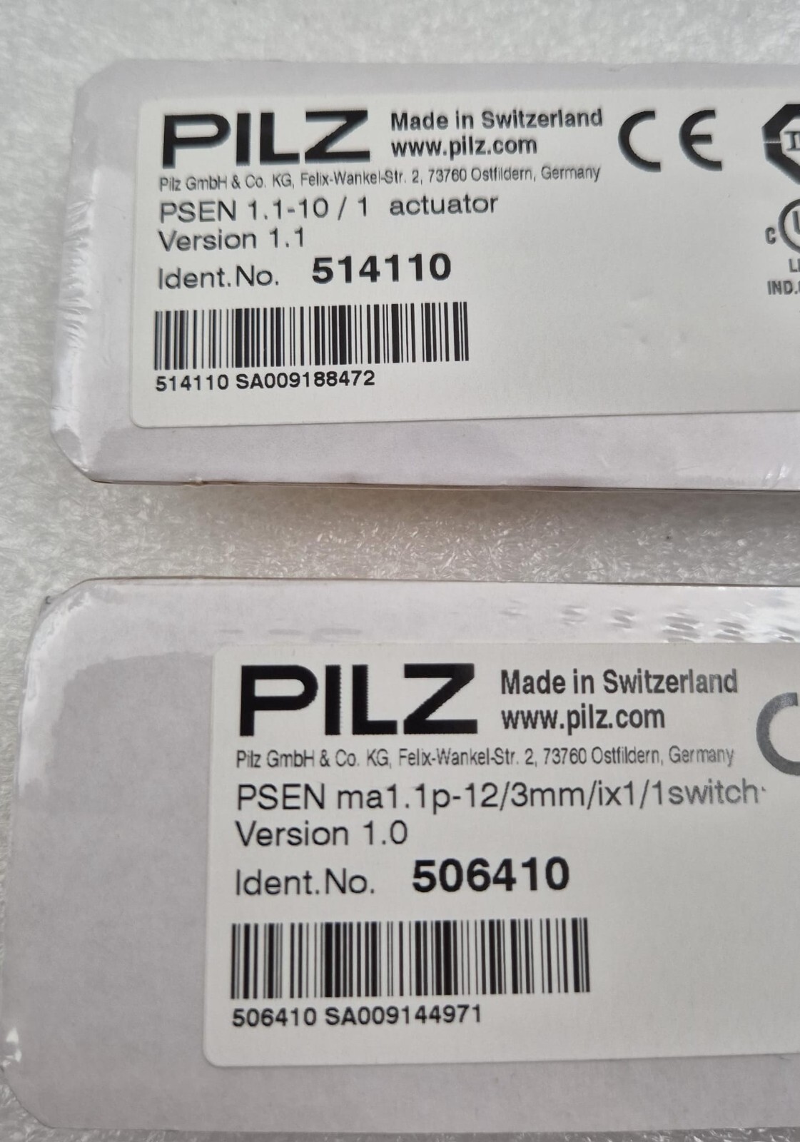 *NEW* PILZ Safety switch 506412 ( 506410 + 514110 ) PSEN ma1.1p-12 & PSEN 1.1-10