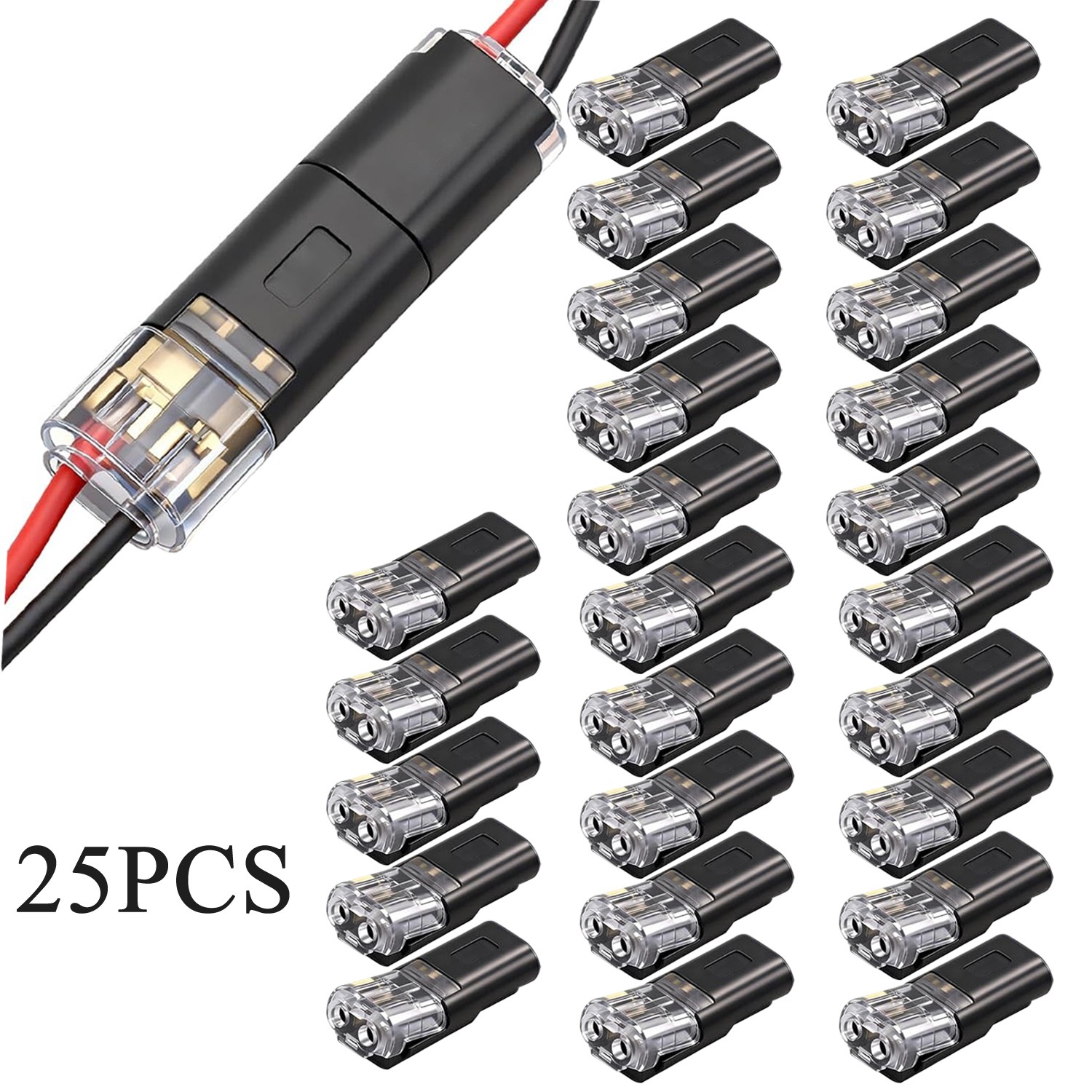 25/50PCS 2 Pin LED Connector – Double-Wire Plug-in Quick Connect Terminal Block