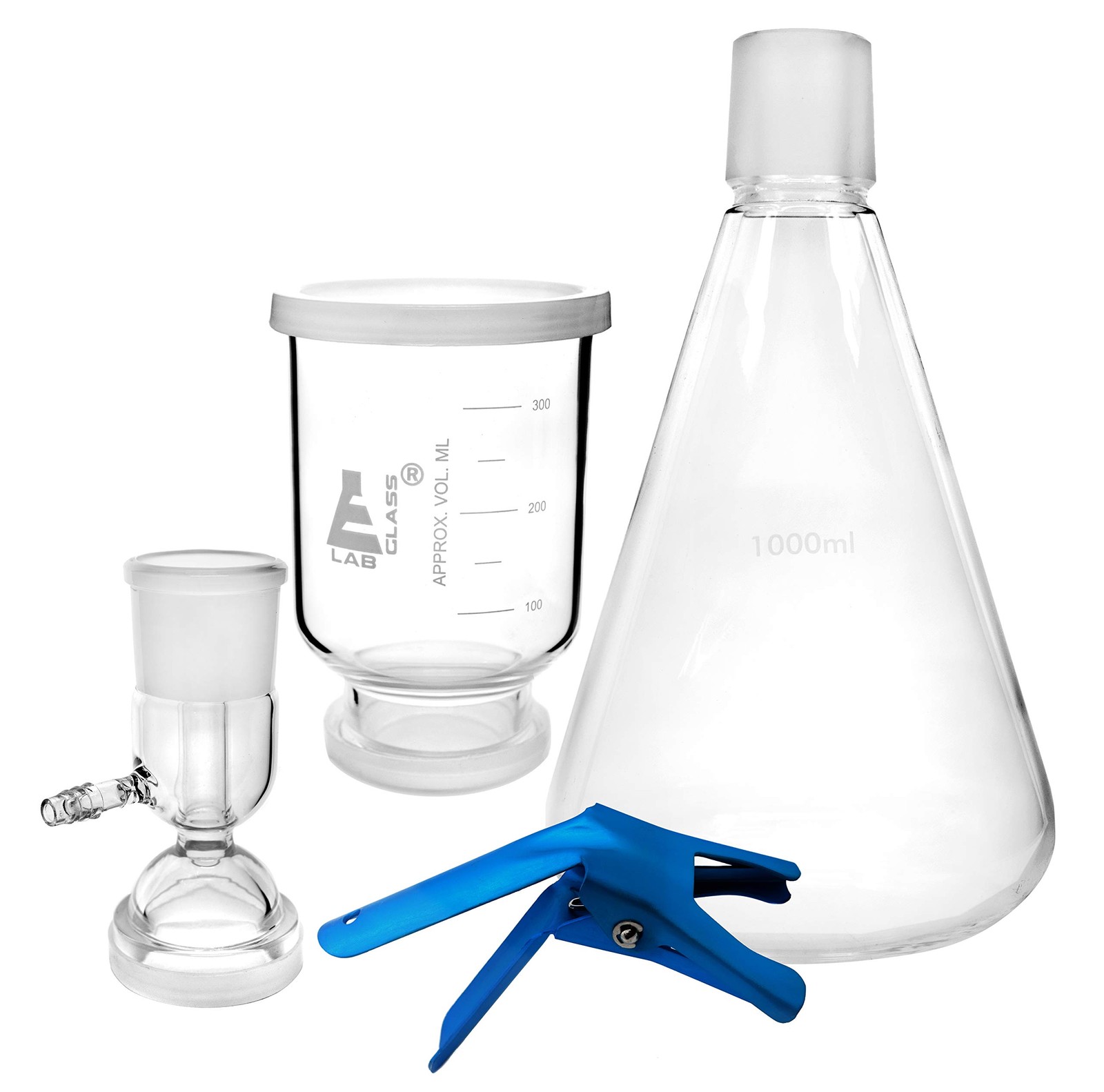 Filtration Assembly – 1000ml Flask, 300ml Funnel, 47mm Vacuum Base with Sinte…