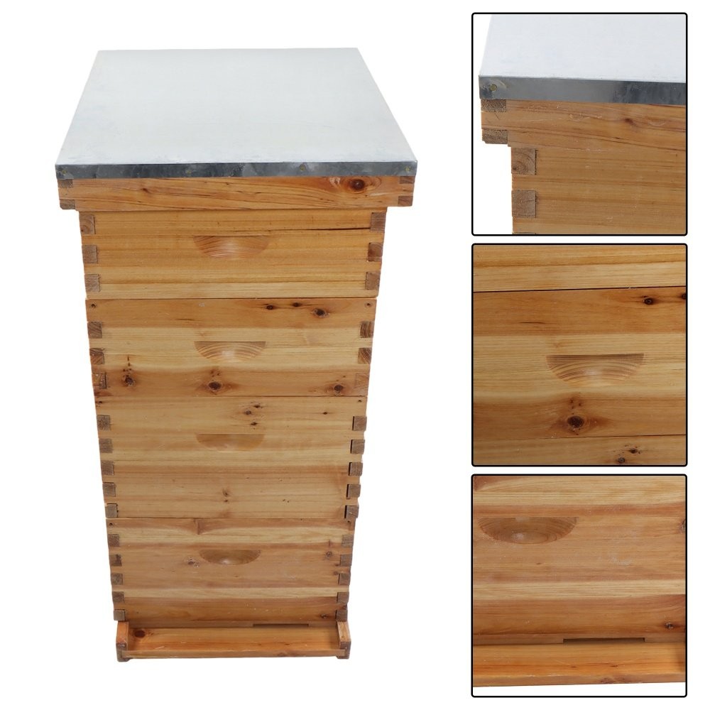 4 Layer 8 Frame Bee Hive Beeswax Coated Includes Beehive Frames and Foundations