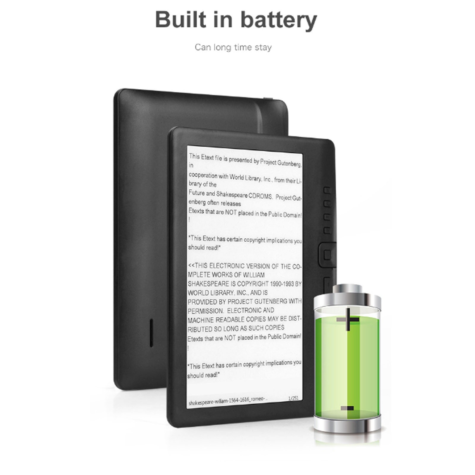 E Reader 7in Color TFT LCD 16:9 Screen HD 800×480 380MHz Black Protective Case