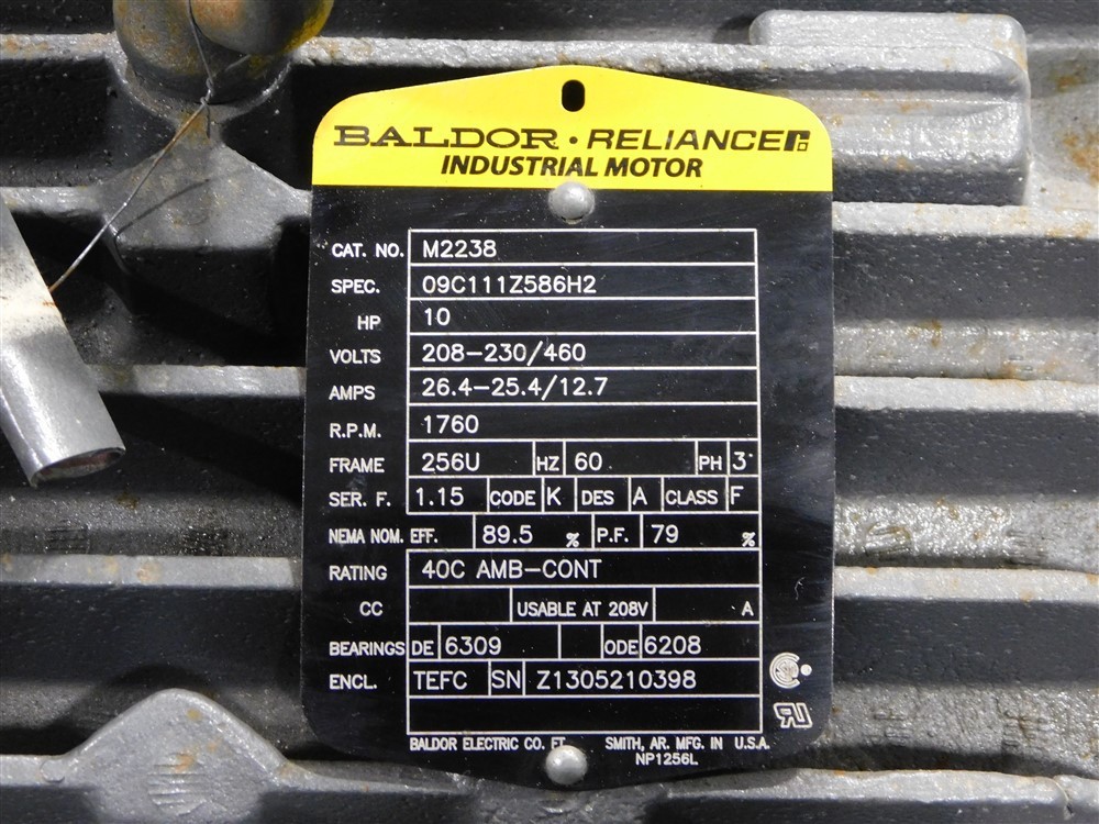 NEW 10 HP Baldor M2238 Industrial Motor 208-230/460V 256U Fr 1760 RPM 1.15SF