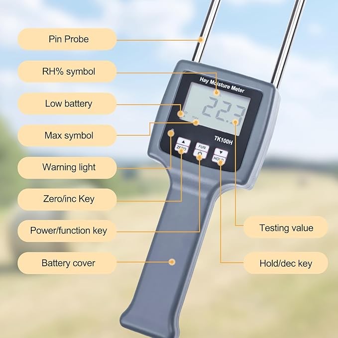 Portable Hay Moisture Meter TK100H Compatible With Cereal Straw, Forage Grass