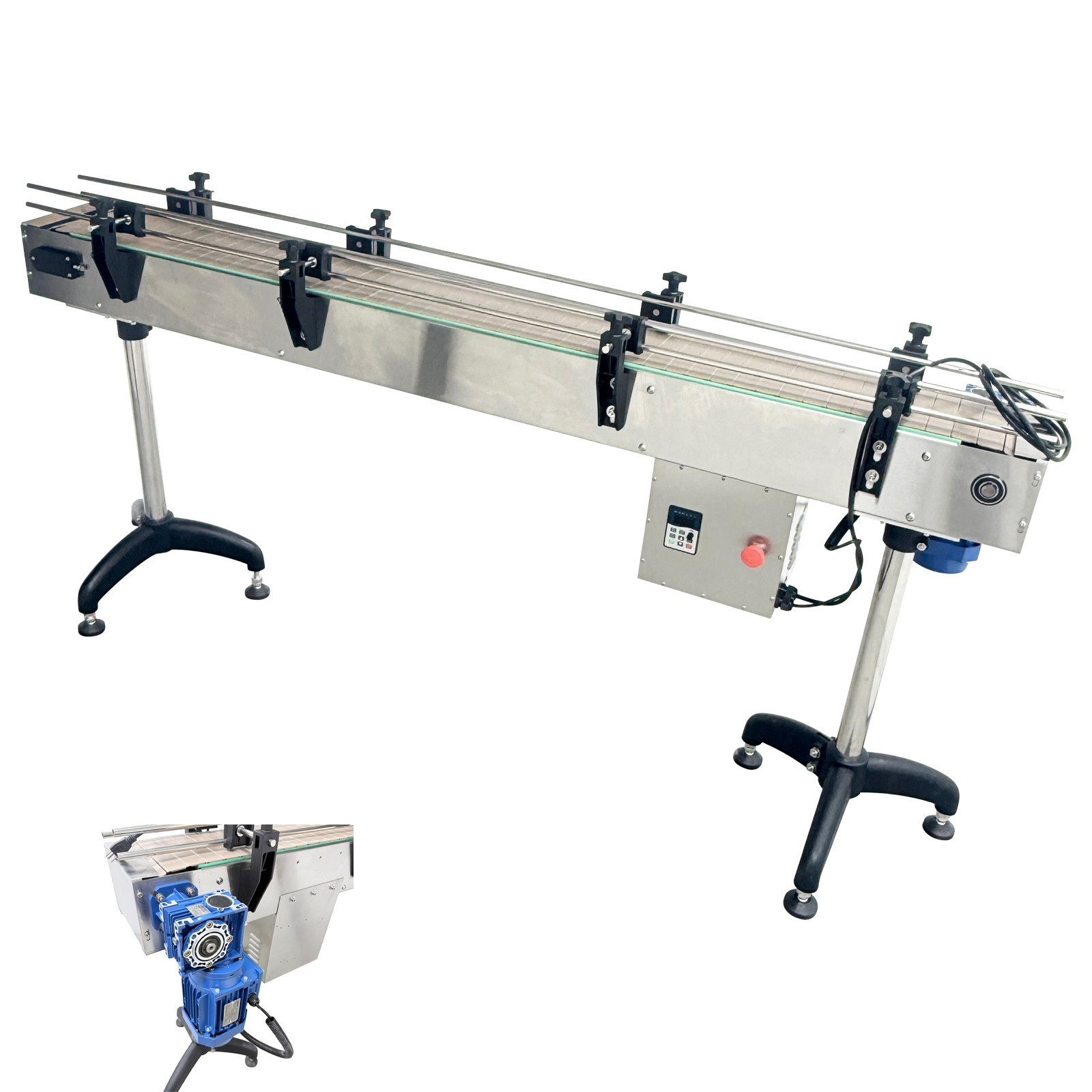 110V Small Assembly Line Conveyor Belt Bottle/Caps Transport Belt 77.95×7.75in