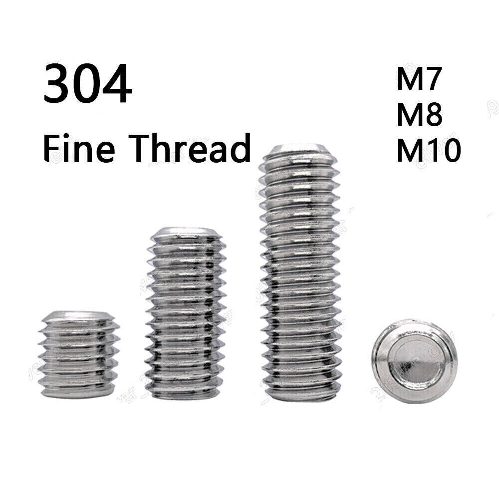 Fine Thread Stainless Steel Hex Socket Set Screw Cup Point Grub Screws M7 M8 M10