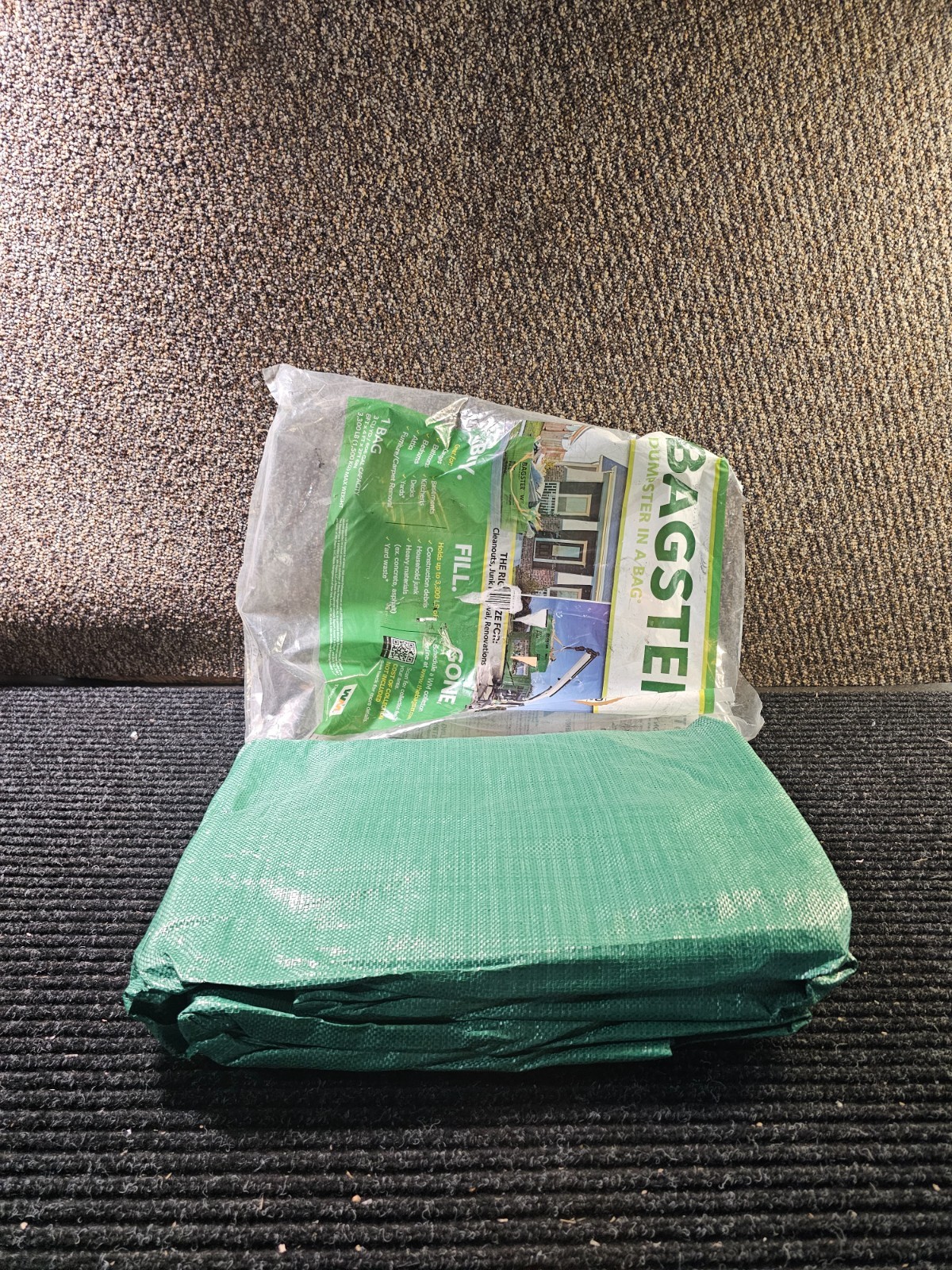 Bagster 3CUYD Trash Container Bag With a Capacity Of Up to 3,300 Pounds, Green