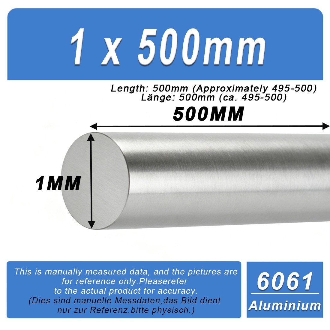 Aluminium Round Bar Rod 1mm 1.5mm 2mm 2.5mm 3mm-200mm, 100/200/300/500mm Length