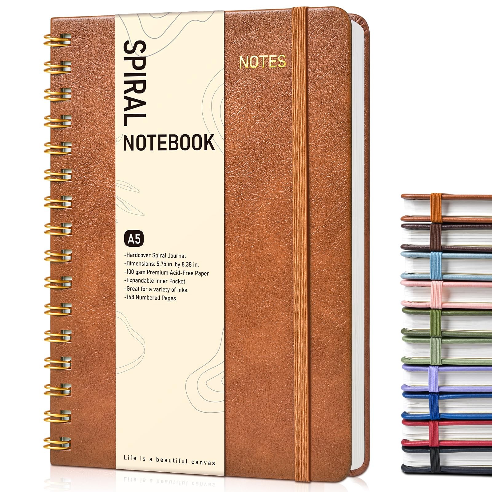 Dotted Spiral Journal Notebook, A5 Hardcover Spiral Journals for Women Men, 100