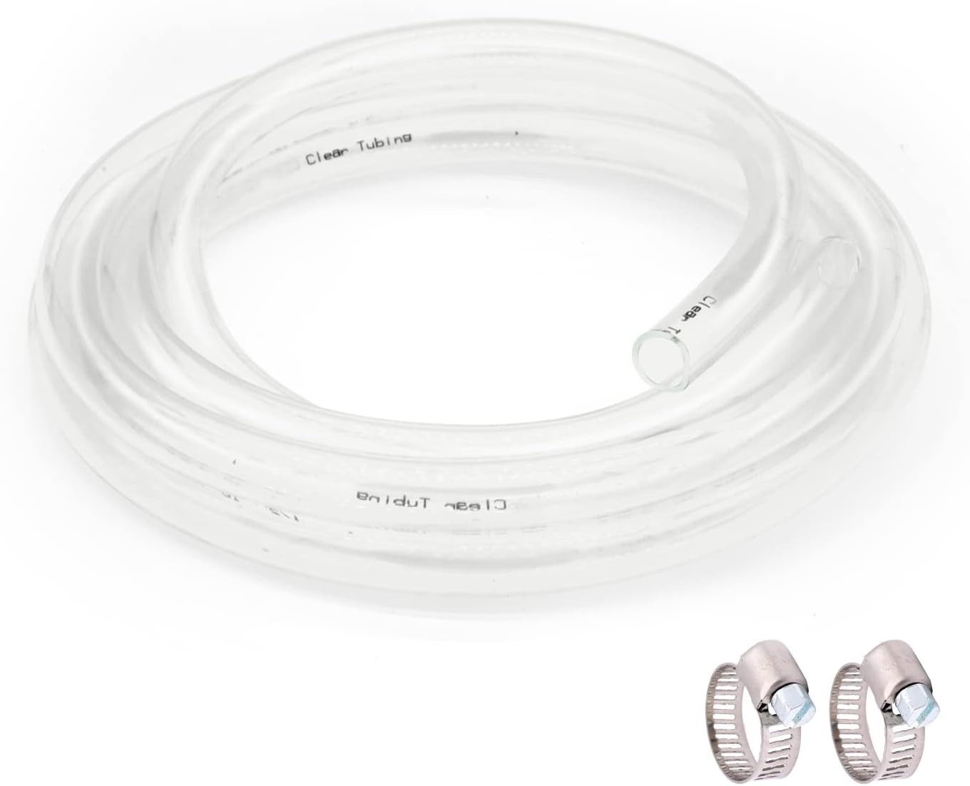 Durable 25 ft PVC Hose with Clamps – 1/4” ID × 3/8” OD for Liquid Transfer