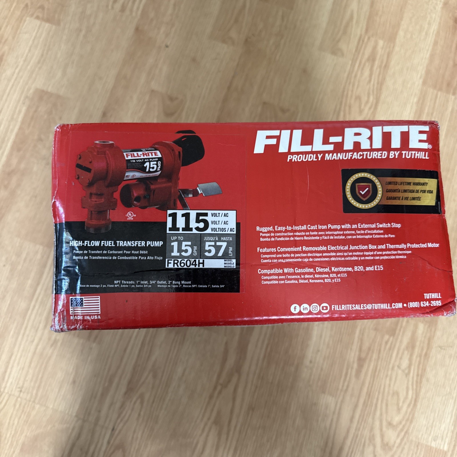 Fill-Rite 115V AC 15 GPM Heavy Duty Fuel Transfer Pump (FR604H)