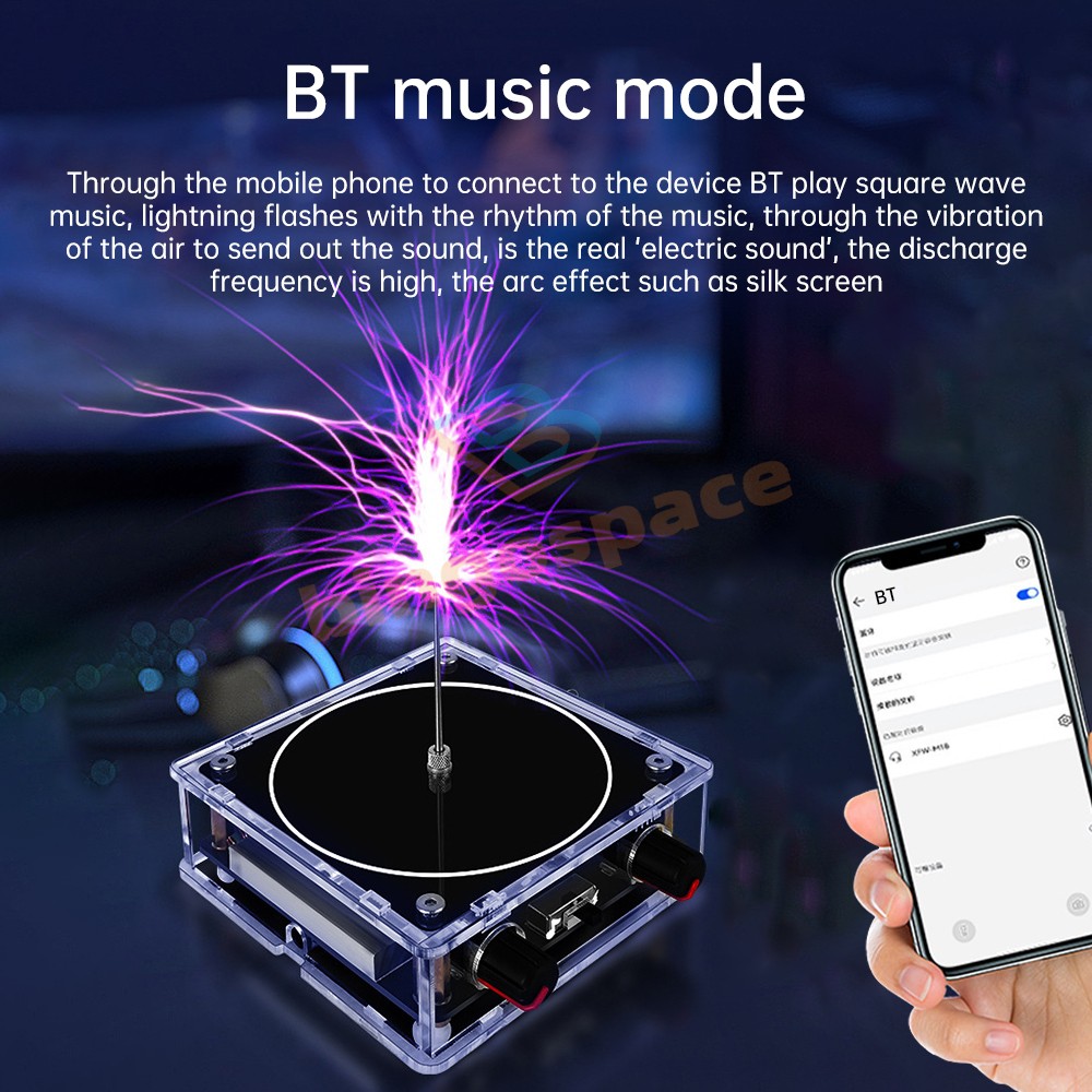 AC110-220V Mini Tesla Coil Bluetooth Music Tesla Coil w/Lightning&Music Modes