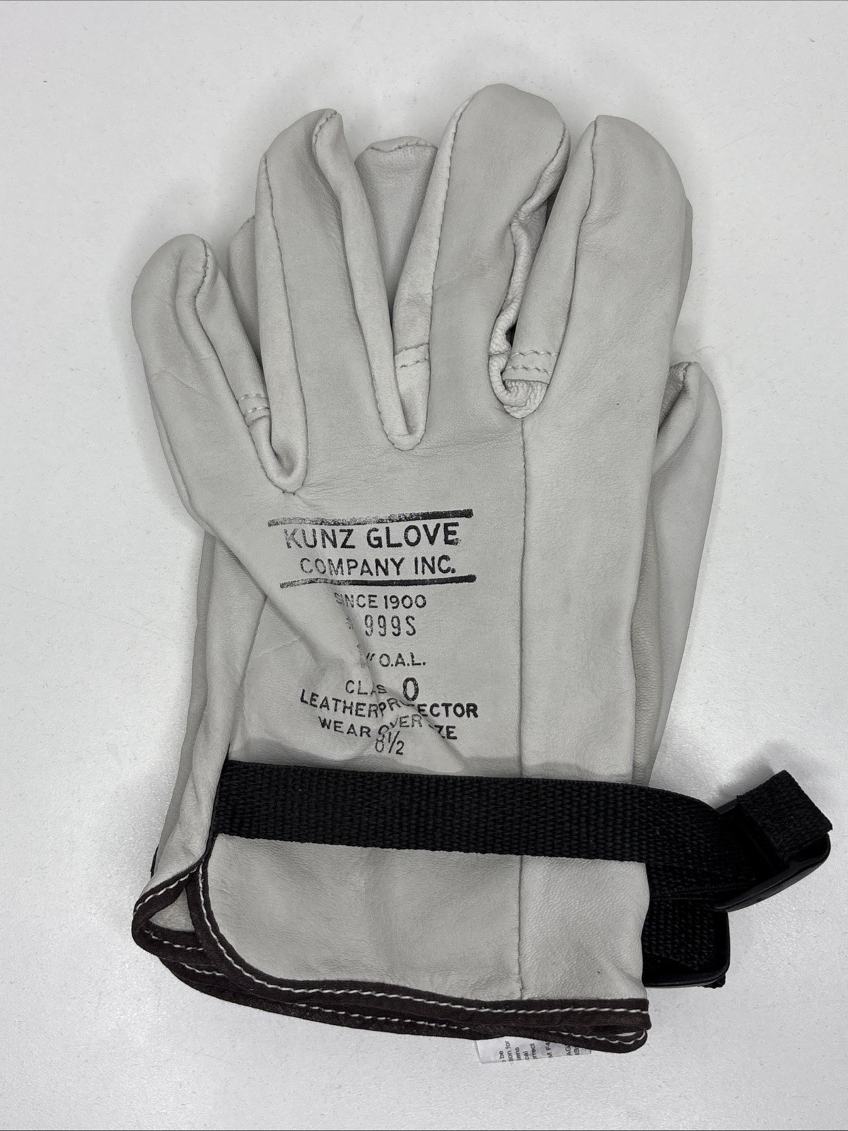 Kunz Gloves Class 0 Goatskin Leather Protector #999S Wear Over Size 8.5 Rubber