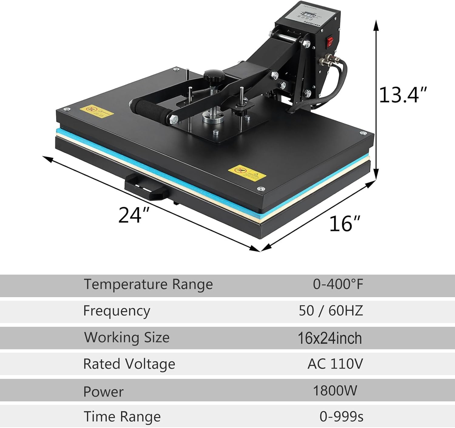 16″ x 24″ Clamshell Heat Press Machine for T-Shirt Digital Transfer Sublimation