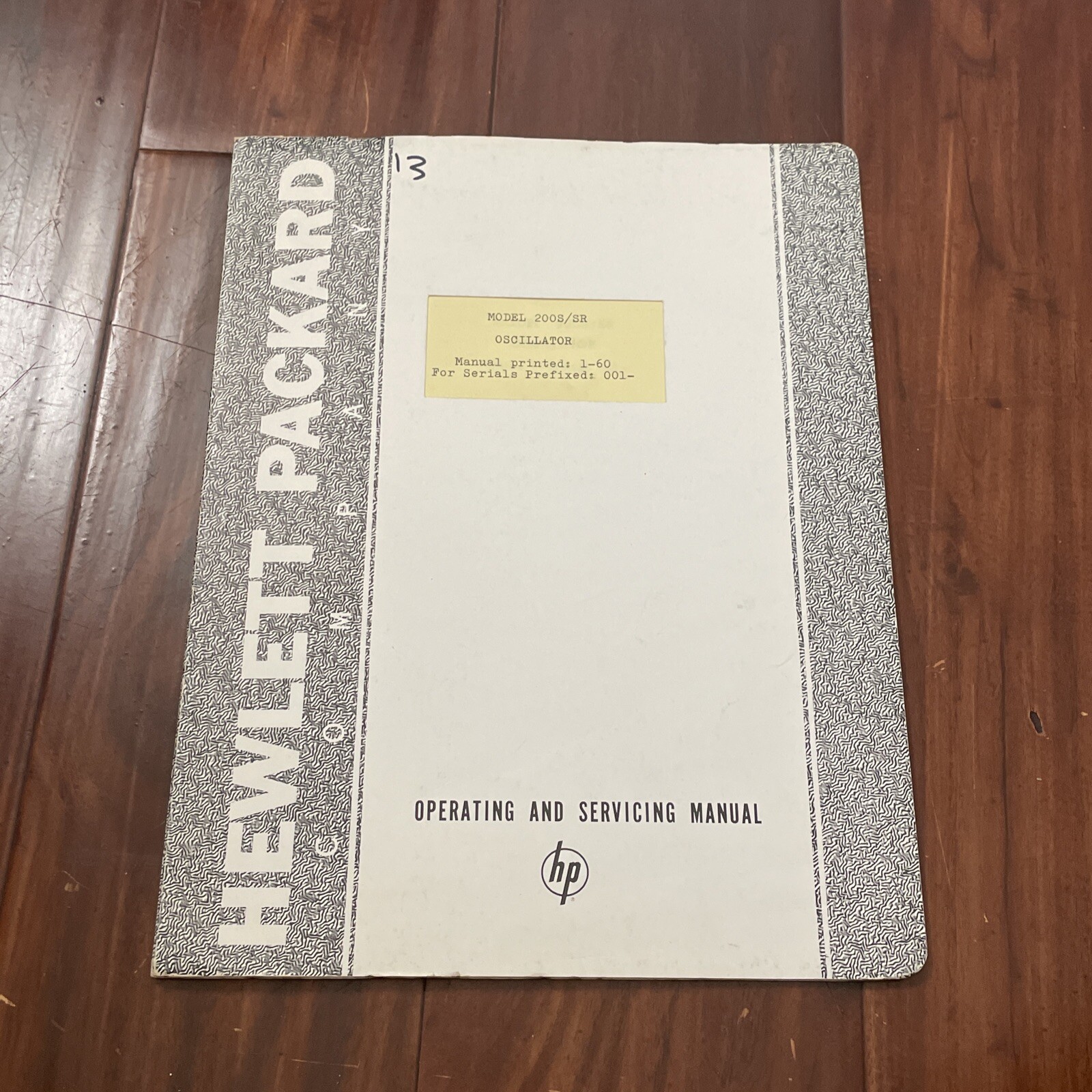 HP 200S/SR Oscillator Operating & Service Manual 200S001/1-60