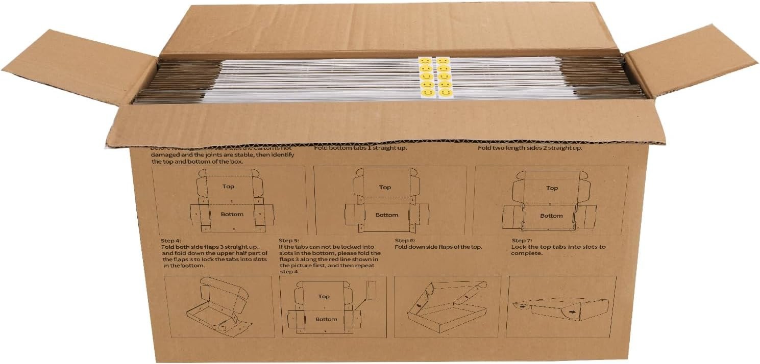 10 Pack 6x4x3 Shipping Boxes, White Corrugated Cardboard Box for Mailing, Pac…