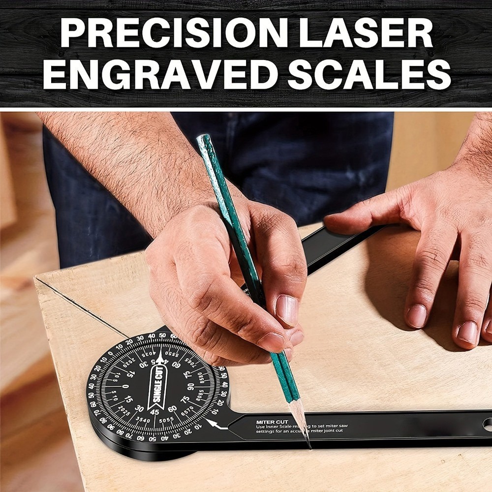7″ Aluminum Miter Saw Protractor, Rustproof Angle Finder Tool for Woodworking