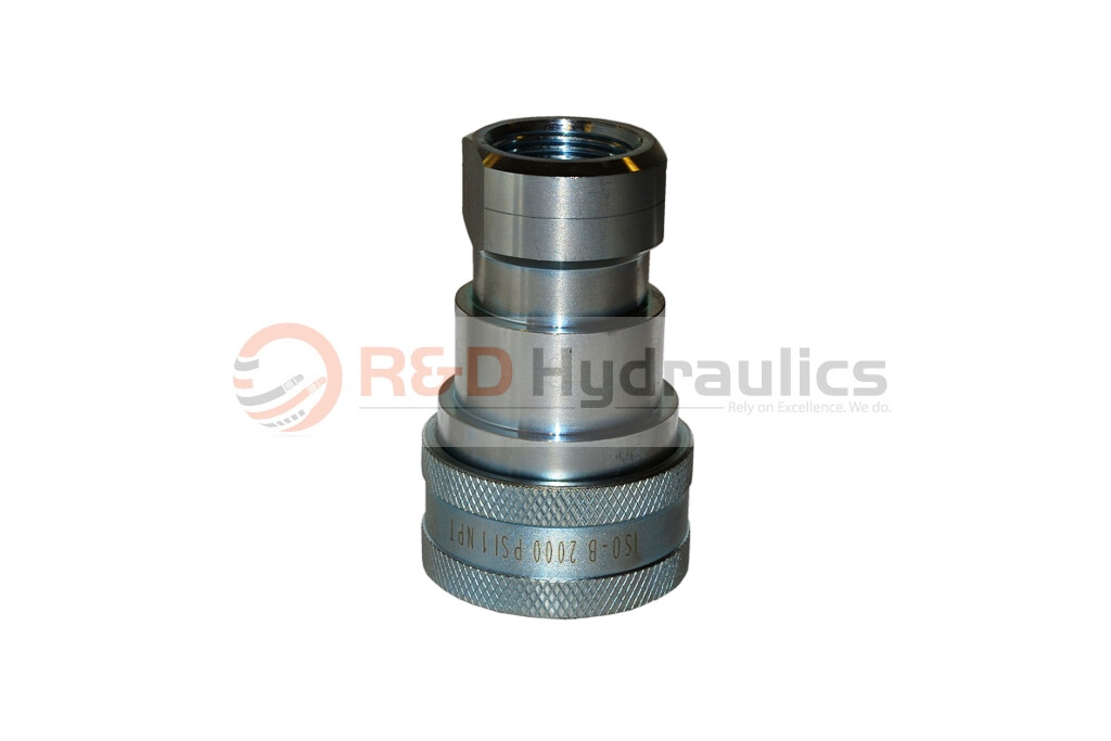 Hydraulic Quick Coupler | ISO 7241-1 B | 1″ NPT | Complete Set W/ Cap & Plug
