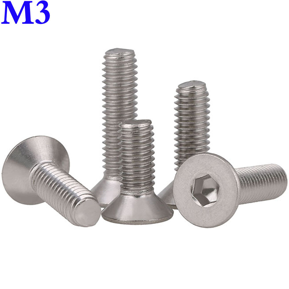 M3 304 Stainless Steel Countersunk Flat Head Hex Socket Cap Screws Bolts DIN7991