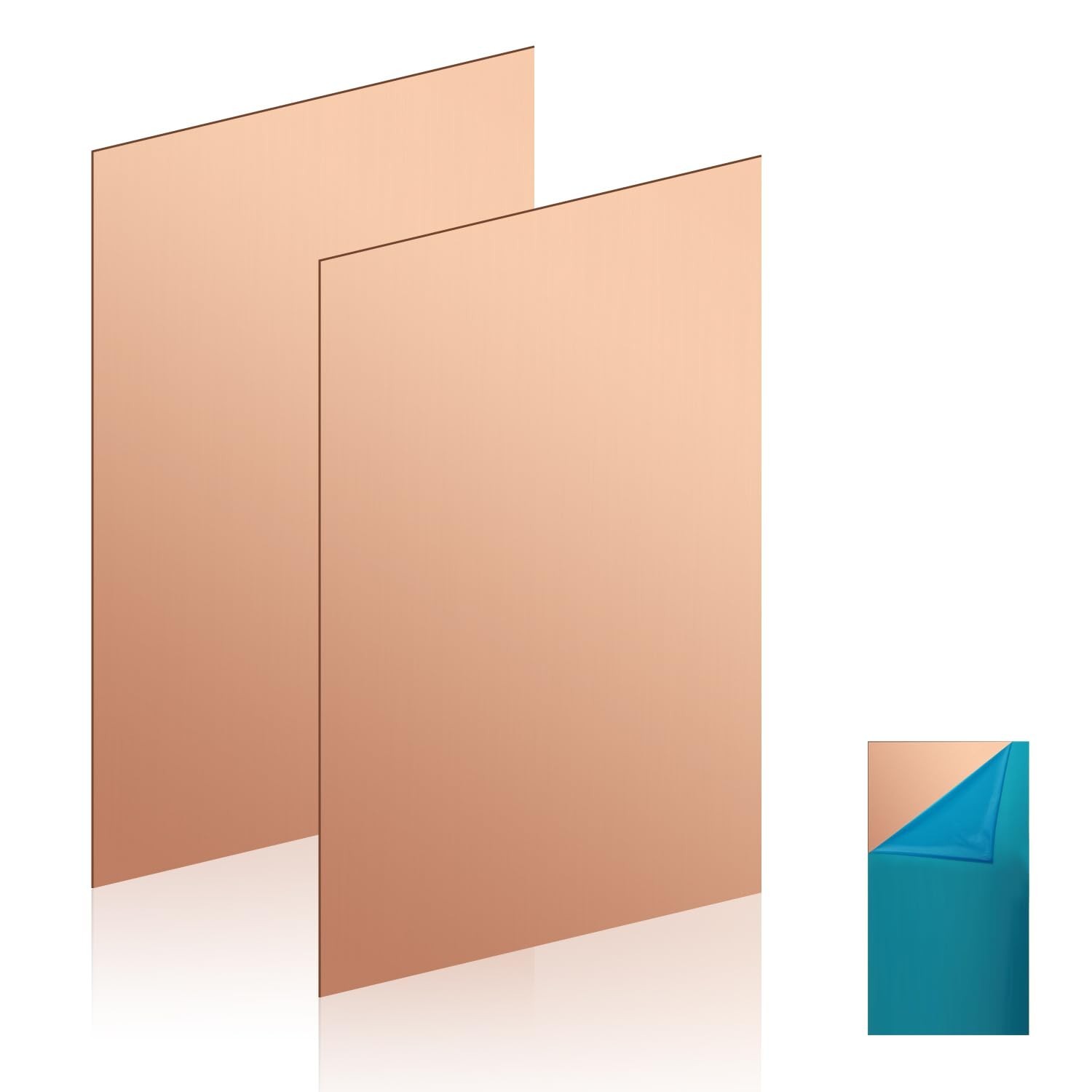 Copper Sheet, 2 Pieces of Copper Plates 8″×4″ -18 Gauge(1mm) Thickness, 99%
