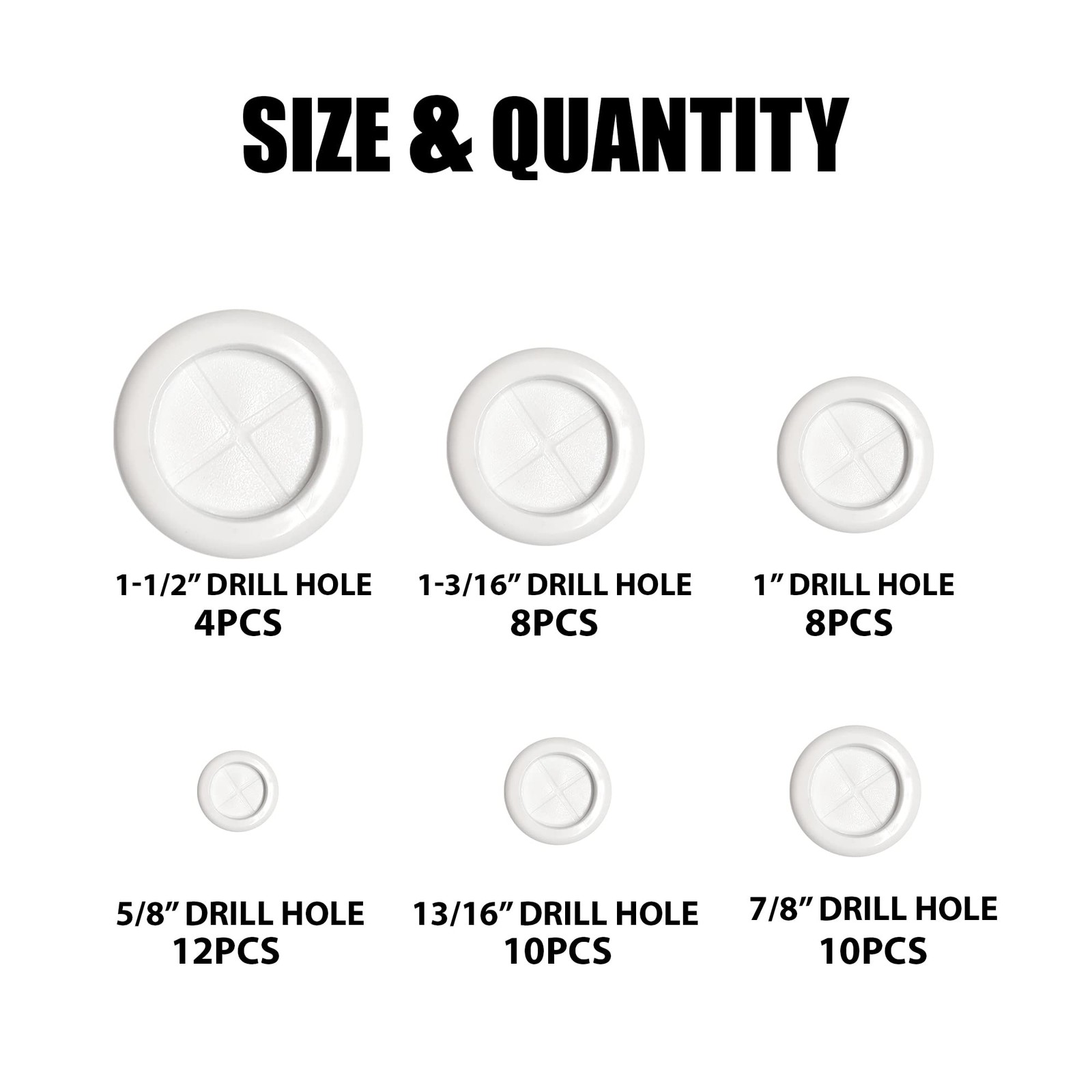 52 PCS Rubber Grommets for Wiring (White) Grommet Kit in 6 Assorted Drill Hol…