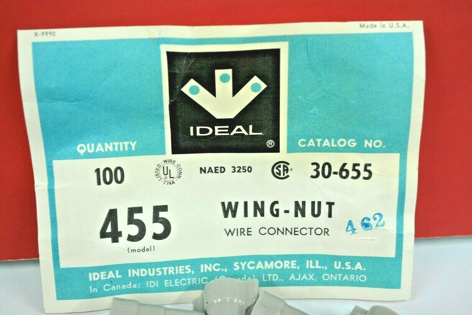 100 x WINGED TWIST 300V 22-16 AWG GREY Electrical WIRE Spring CONNECTOR 455 NEW