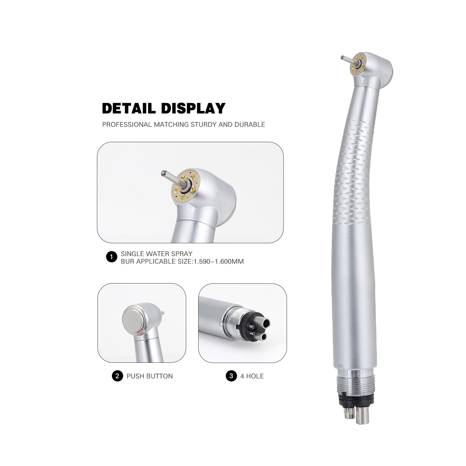 Dental 5 O-LED High Speed Handpiece Push Button with 5 Water Spray 4 Holes