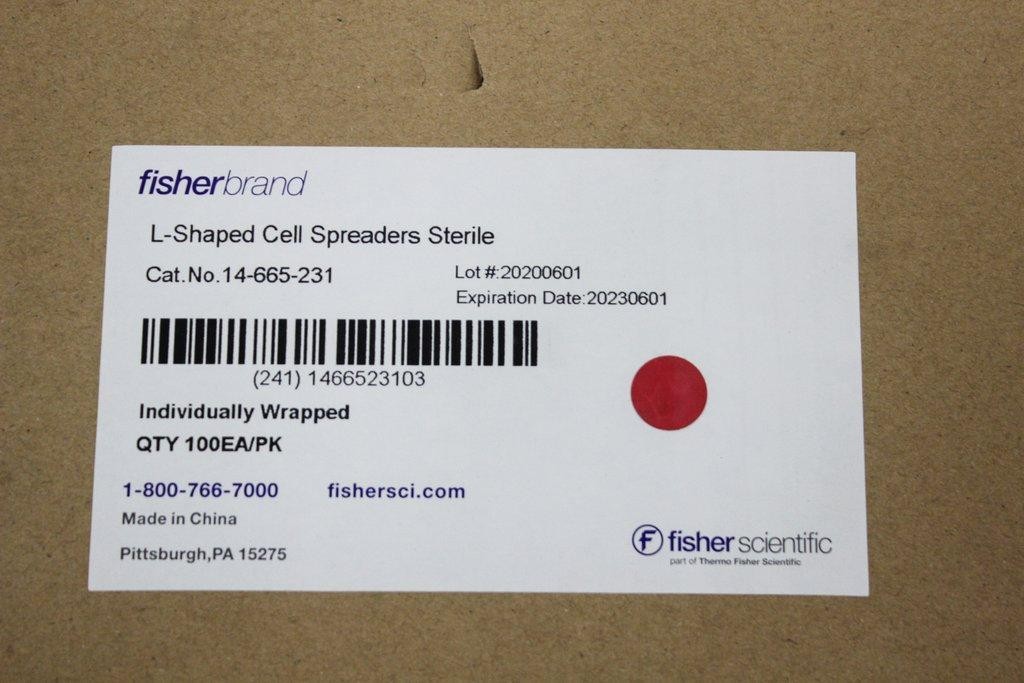Fisherbrand 14-665-231 L-Shaped Cell Spreaders Sterile New Unused (3371982)