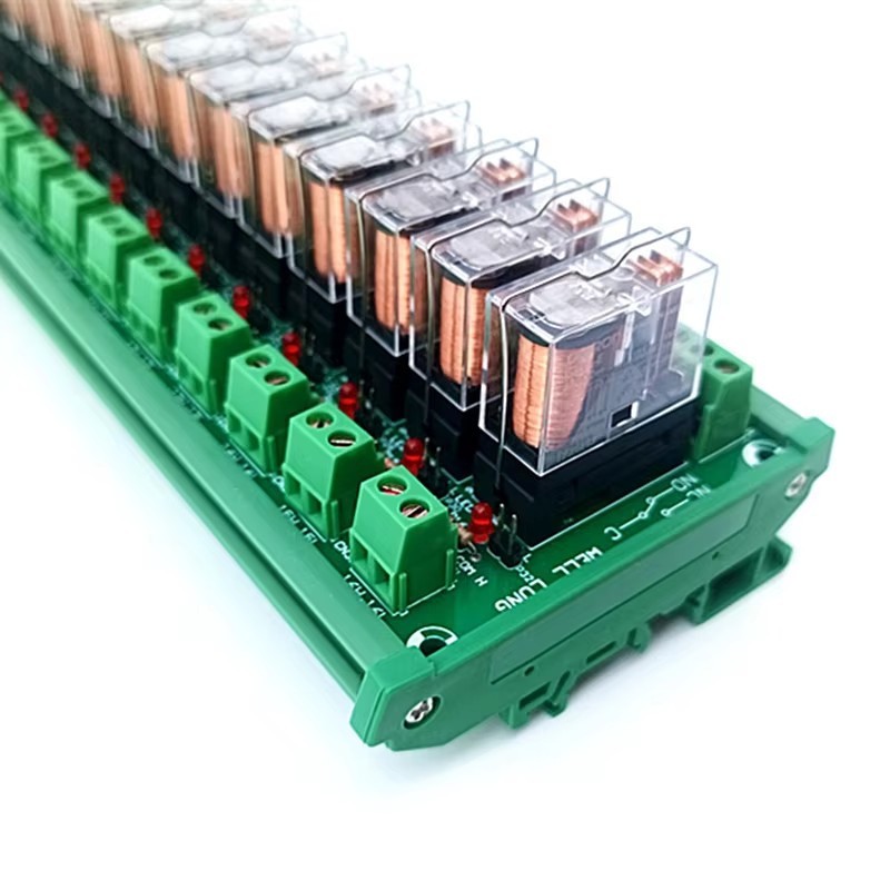 16 Channels DIN Rail Mount 16A Power Relay Interface Module G2R-1-E DC 24V