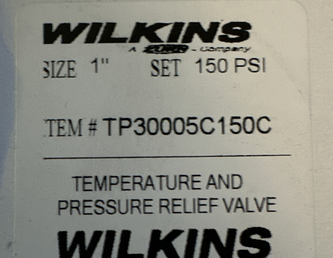 New Zurn Wilkins TP220-5C-150C Temperature Pressure Relief Valve 1″