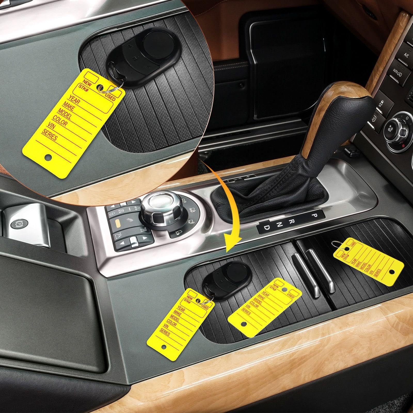 Gersoniel 500 Pcs Yellow Car Key Tags with Rings, Labels, and 4 Pens for Office,