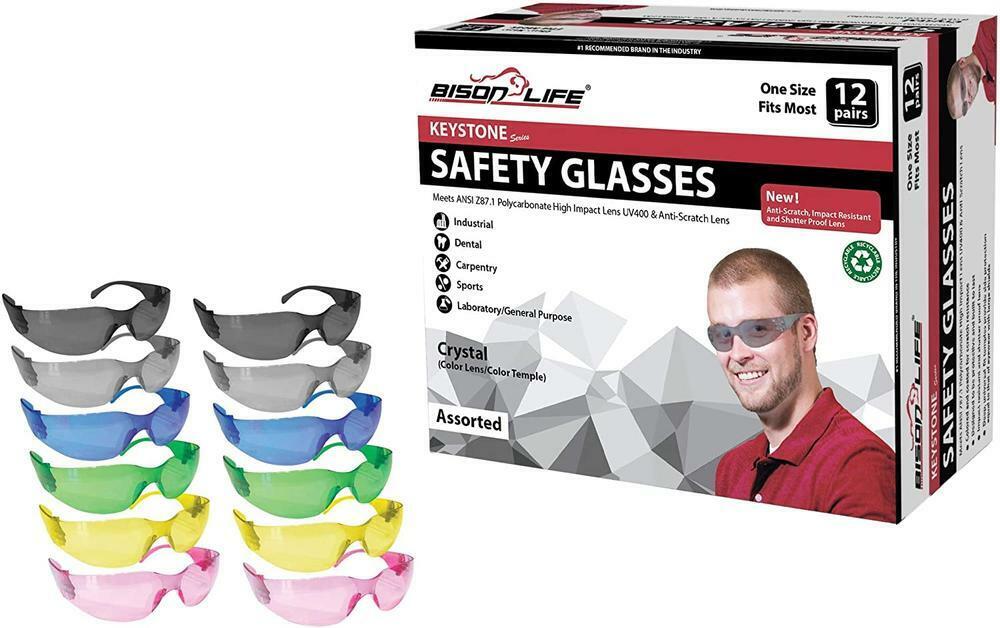 Keystone Full Color Safety Glasses, Fits Adult and Youth (Pack of 12)