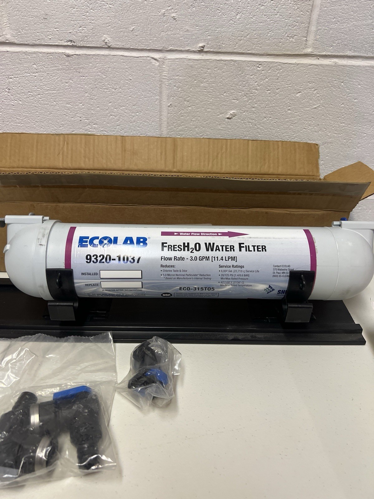 Brand New OEM Ecolab FreshHO Water Filter, model number 9320-1037 3.0 GPM