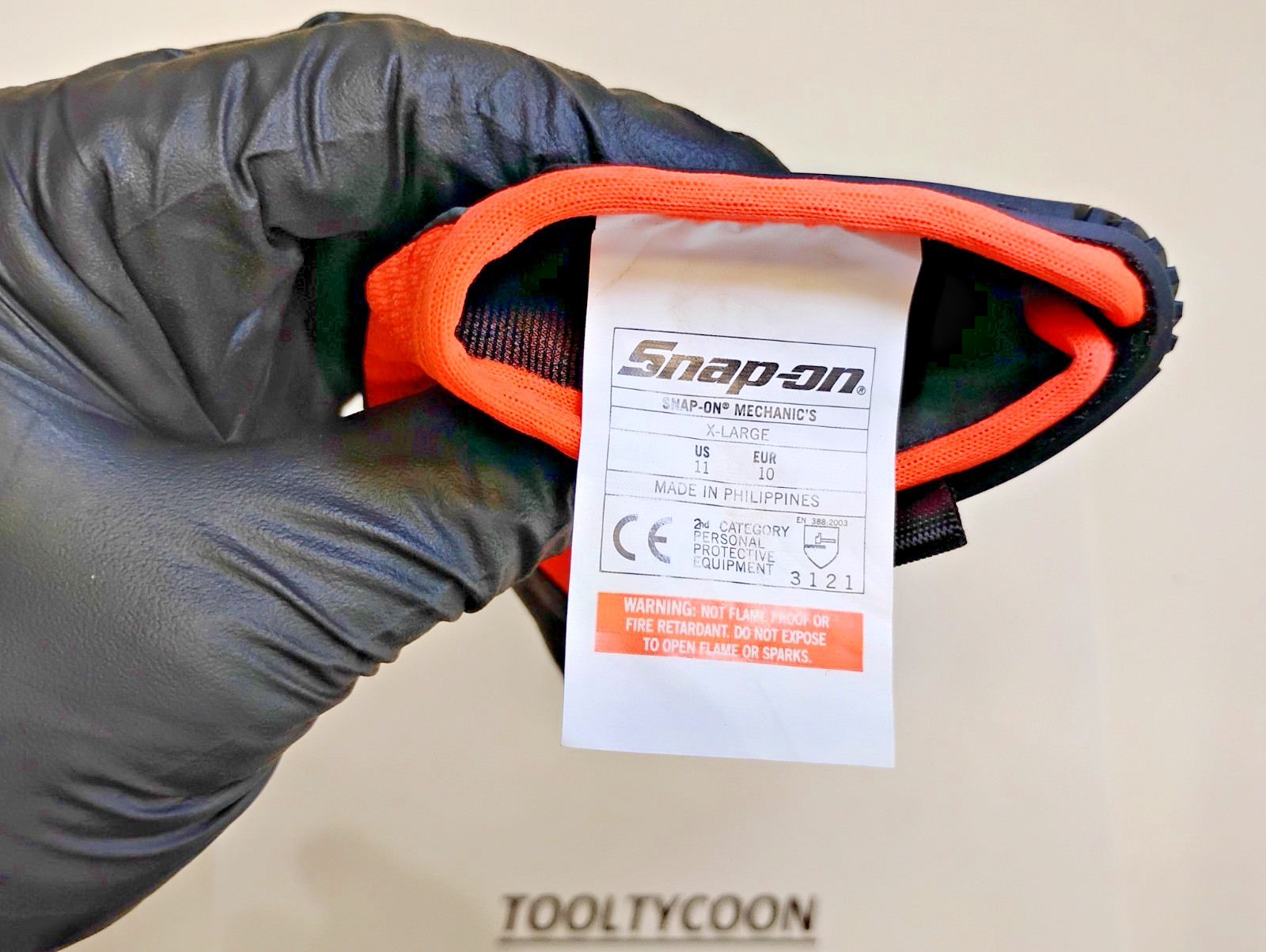 Snap-On Tools GLOVE600XLO NEW Mechanics Glove ORIGINAL EXTRA LARGE ORANGE