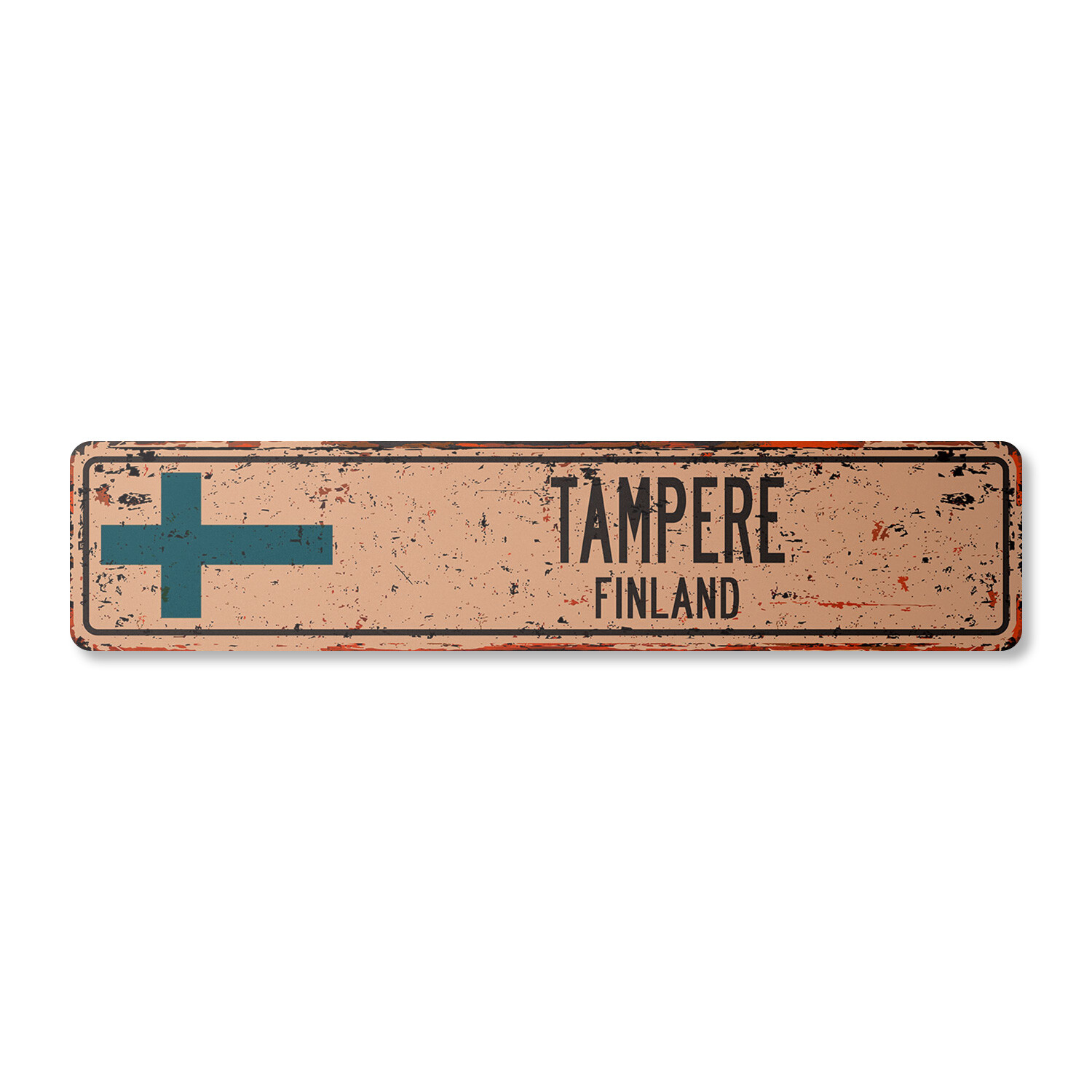 TAMPERE FINLAND Vintage Street Sign Finnish Finn flag city country road rustic