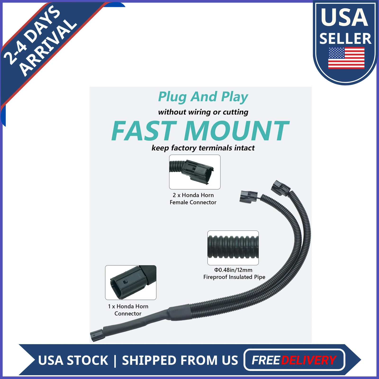 Dual Horn Upgrade Kit for Honda Civic Fit CR-Z Element Insight 1-Pin Harness