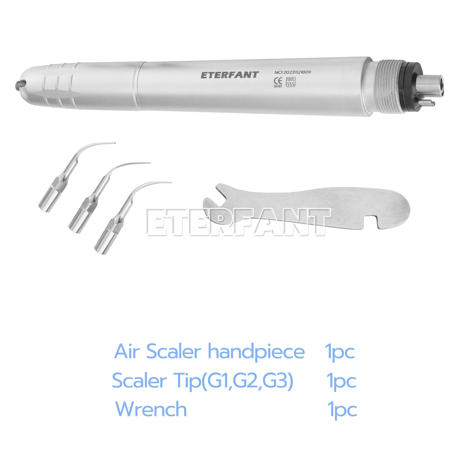 ENTERFANT Dental Ultrasonic Air Perio Scaler Handpiece Hygienist 4H 3Tips G1,2,4
