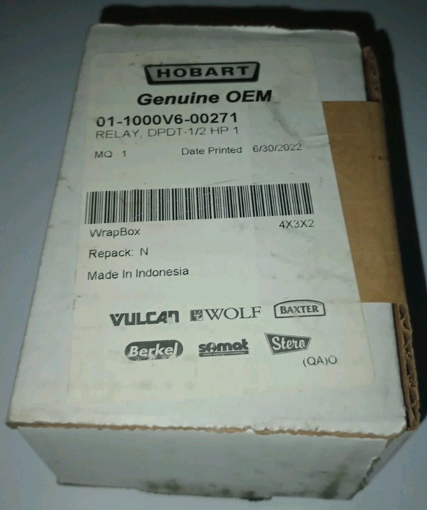 BAXTER HOBART 01-1000V6-00271 RELAY, DPDT-1/2 HP, OEM, NEW, FREE SHIPPING