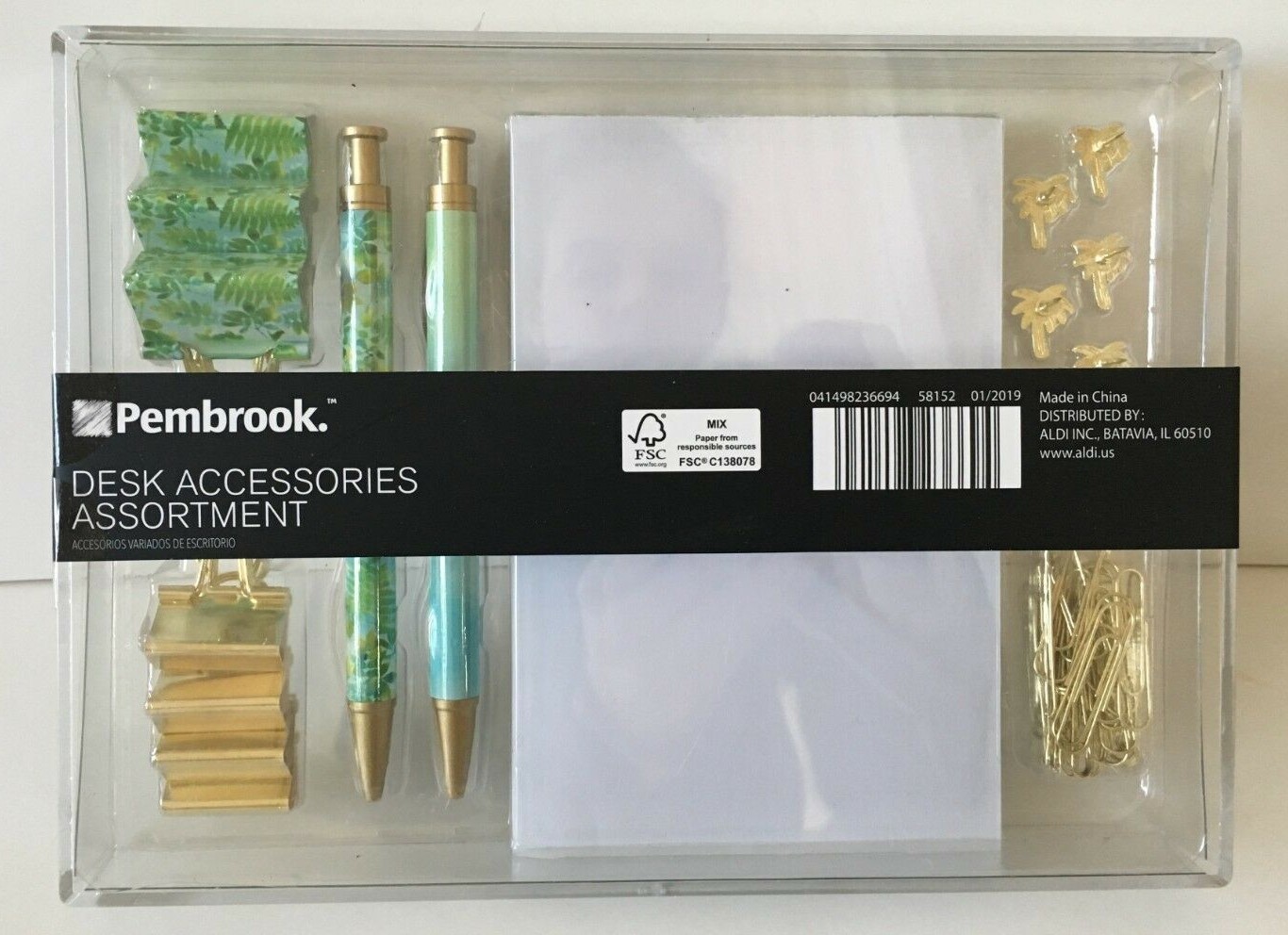 Pembrook Desk Top Accessories Assortment Office Supplies Pen Notepad Clips Palm