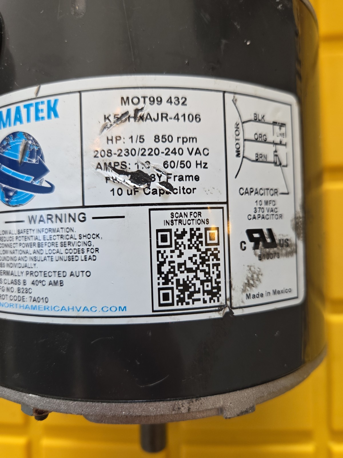 ClimaTek 1/5 HP Condenser Fan Motor MOT99-432